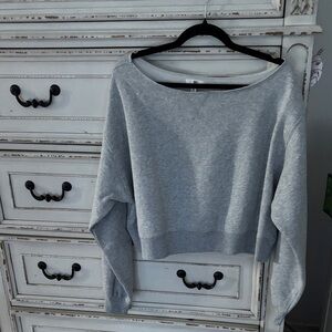 BP Fleece detail off the shoulder sweatshirt